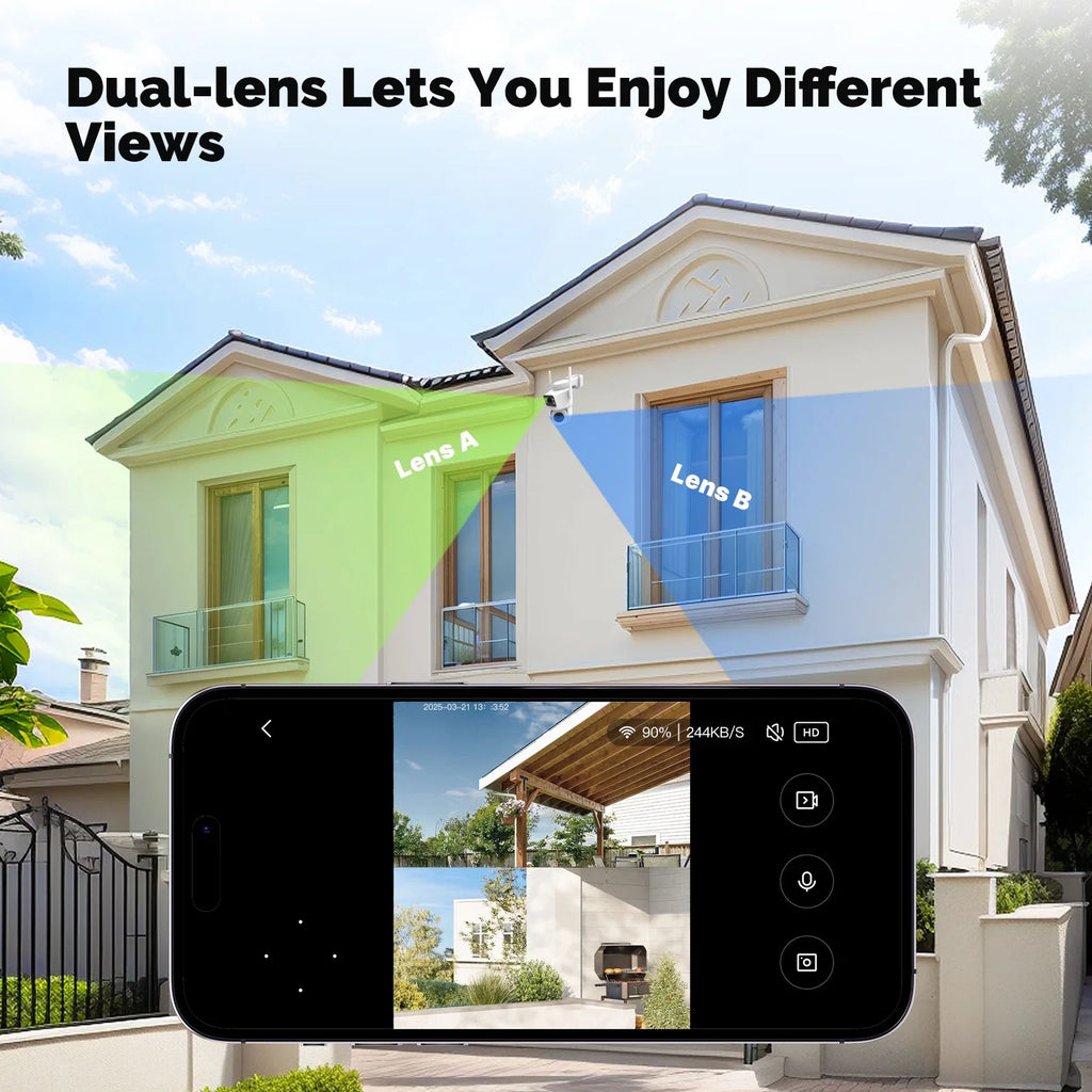 Moes Tuya Smart Wi-Fi Outdoor Security Camera 4MP Dual Screen 2.4G/5G IP65