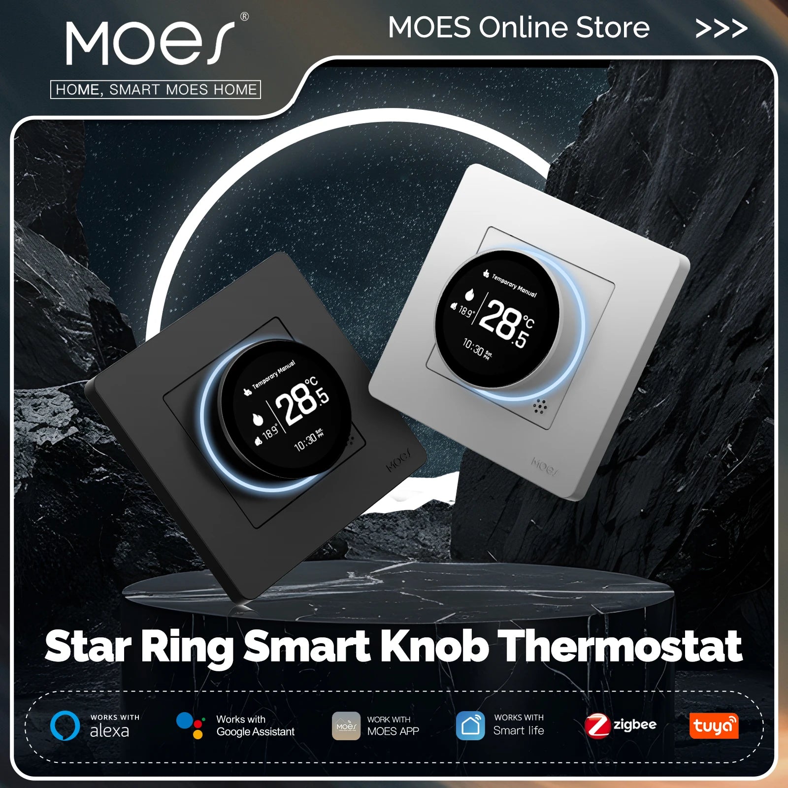 MOES Tuya ZigBee Smart Knob Thermostat Star Ring