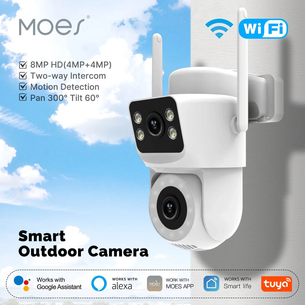 Moes Tuya Smart Wi-Fi Outdoor Security Camera 4MP Dual Screen 2.4G/5G IP65