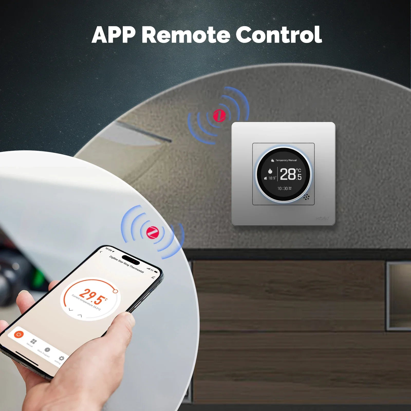 MOES Tuya ZigBee Smart Knob Thermostat Star Ring