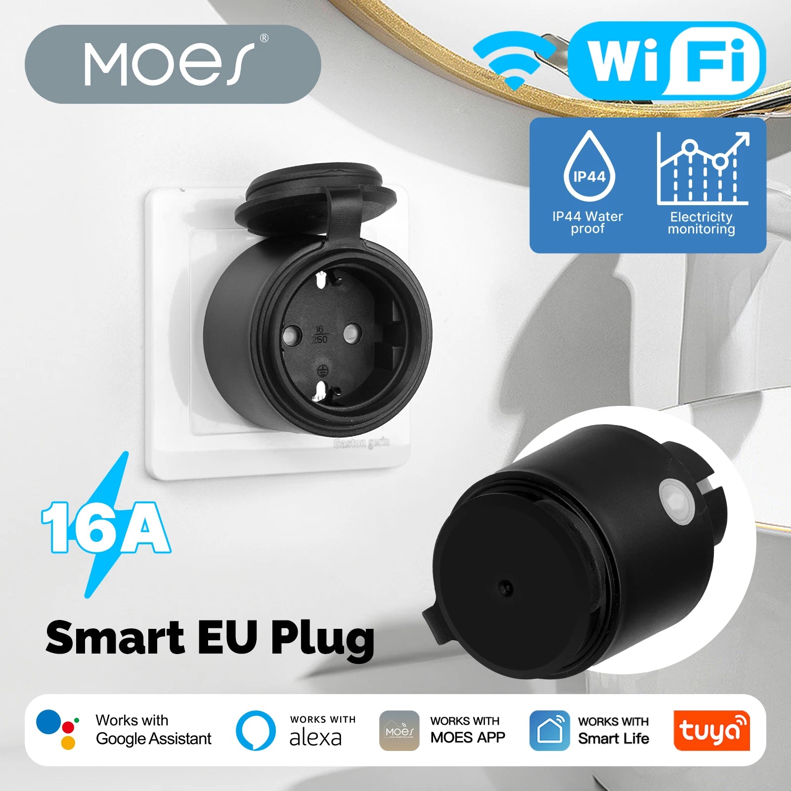 MOES Wi-Fi Smart EU 16A Socket Plug