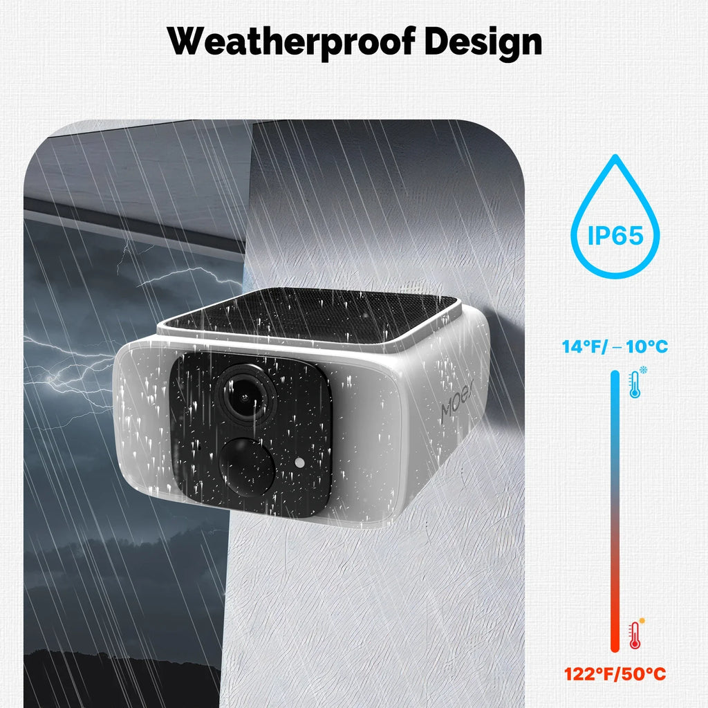 MOES Smart Solar Security Camera, Wi-Fi 2.4/5GHz Dual Band, IP65 Waterproof