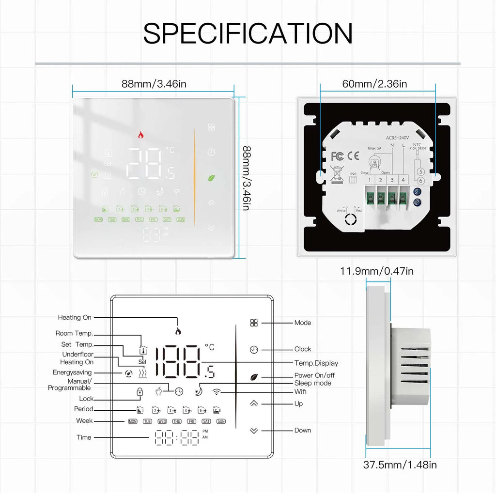 MOES Tuya Zigbee Thermostat Room Temperature Controller